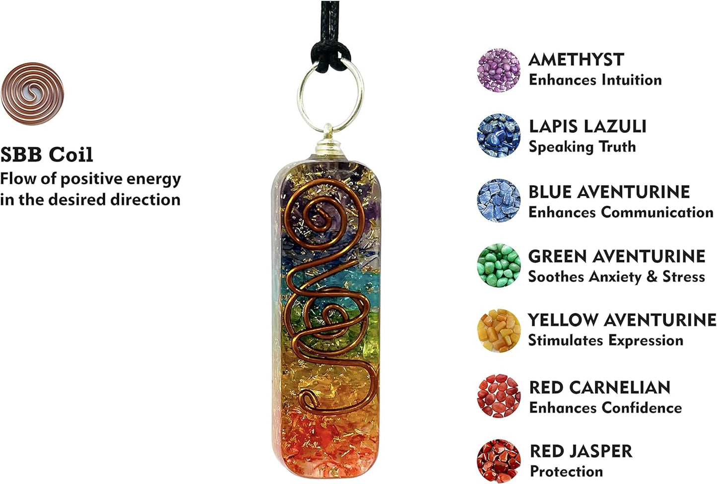 Black Tourmaline Orgone Pendant 7Chakra Orgonite Necklace Generate Positive Energy