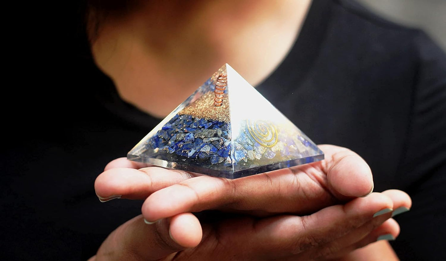 Lapis Lazuli Orgone Pyramid Crystal Orgonite Pendant