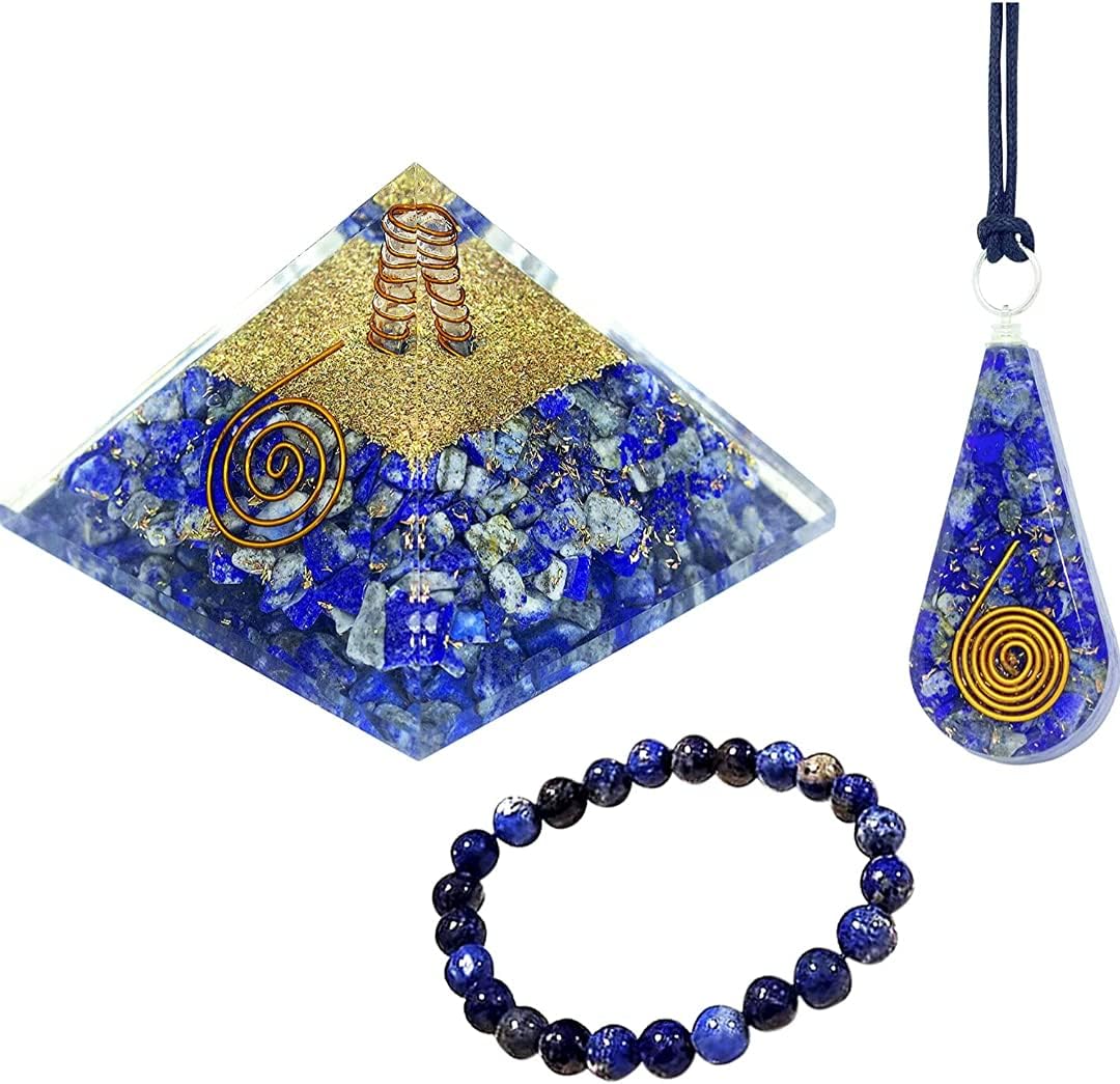 Lapis Lazuli Orgone Pyramid Crystal Orgonite Pendant