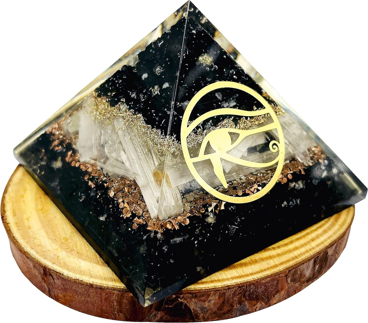 Orgone Pyramid Crystal Black Tourmaline Copper for Goodluck