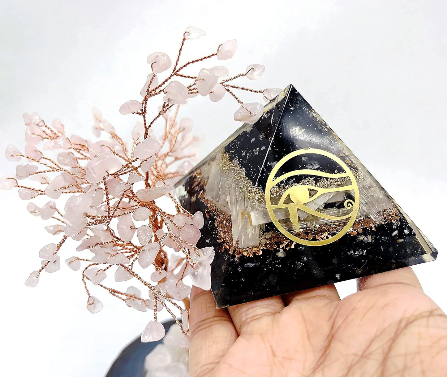 Orgone Pyramid Crystal Black Tourmaline Copper for Goodluck