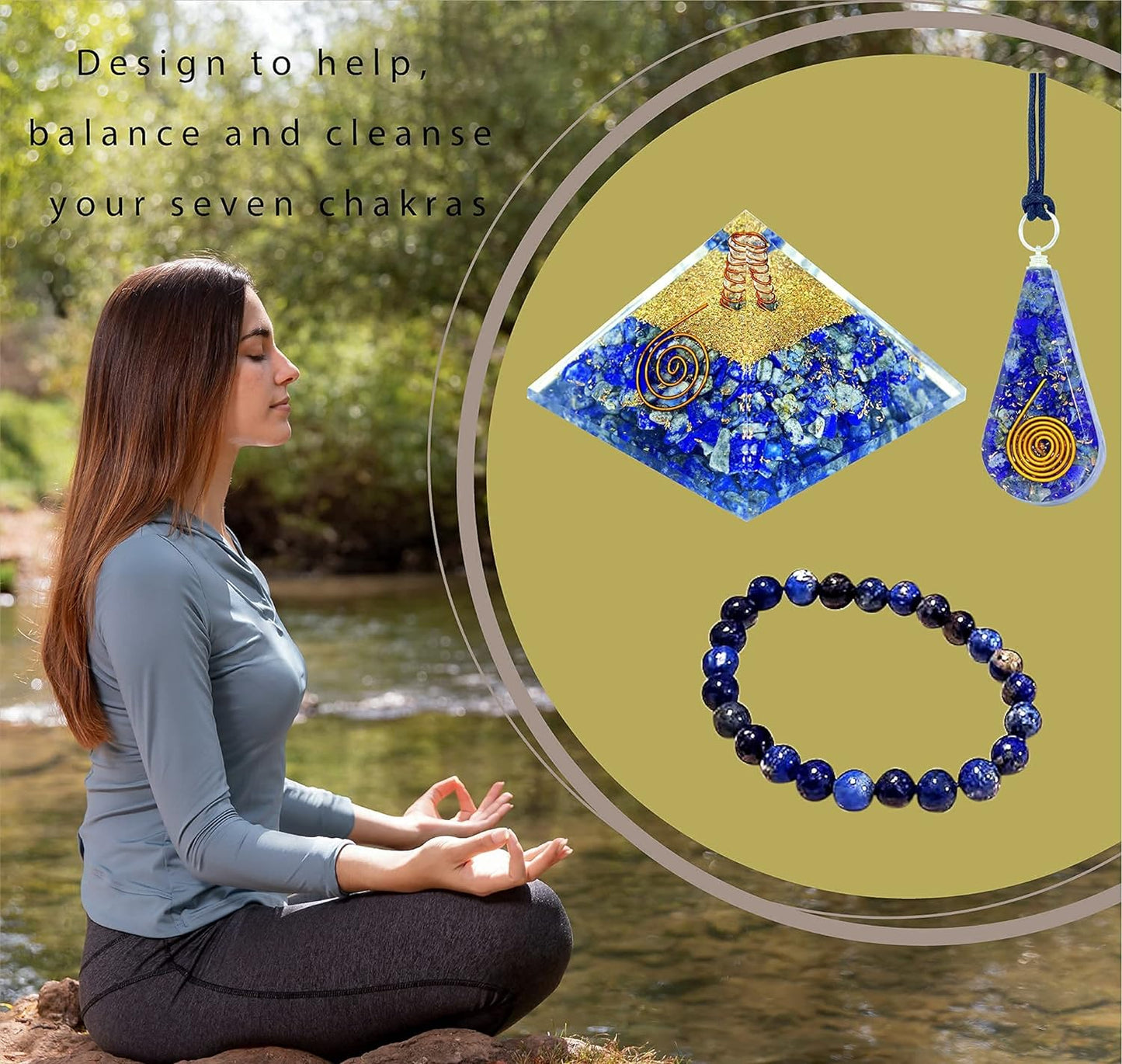 Lapis Lazuli Orgone Pyramid Crystal Orgonite Pendant