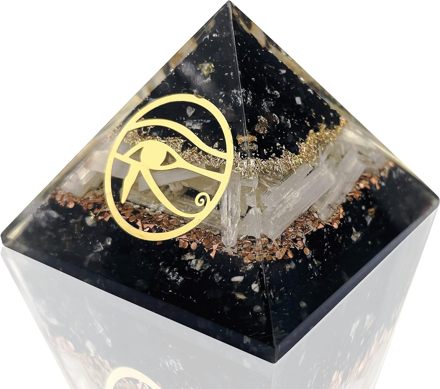 Orgone Pyramid Crystal Black Tourmaline Copper for Goodluck