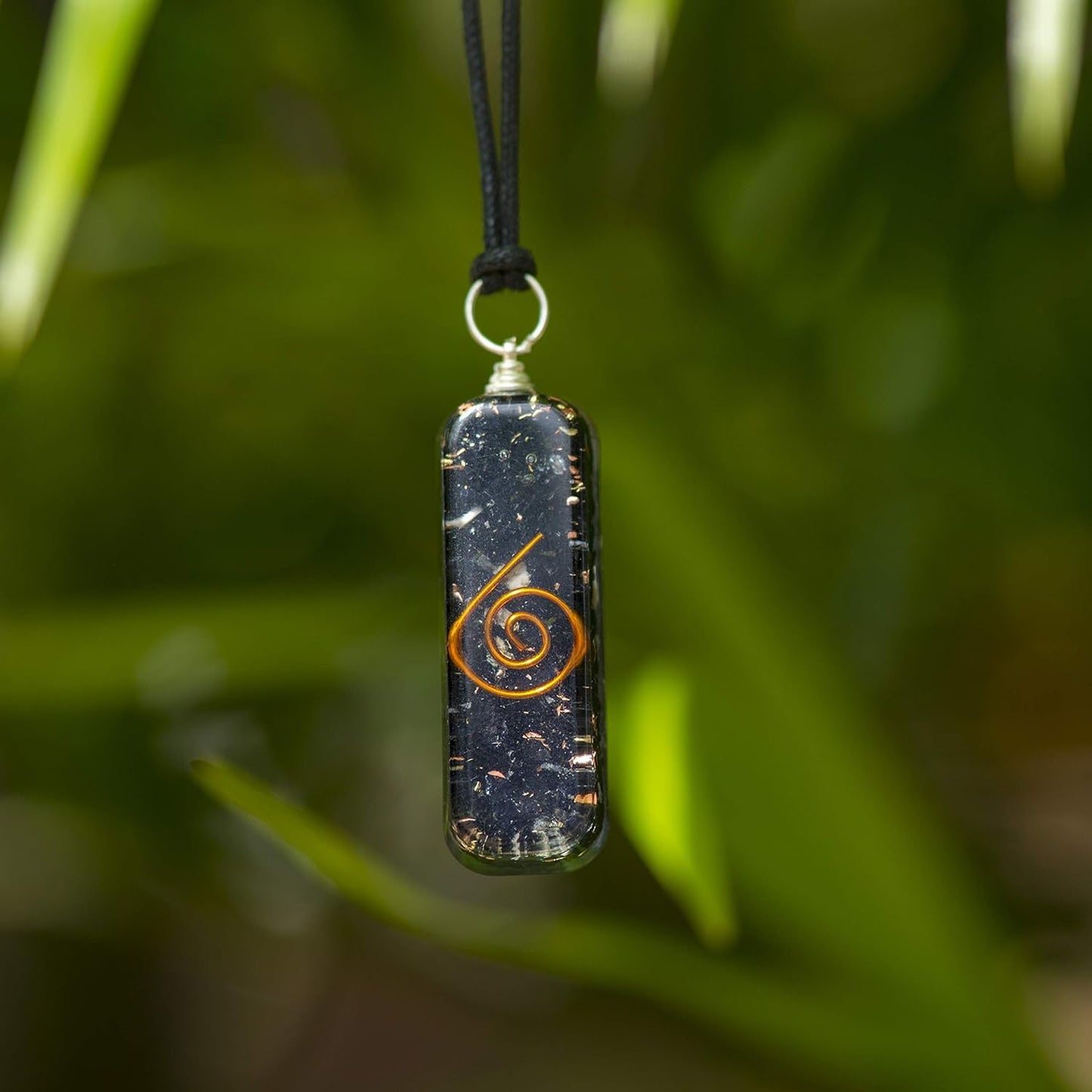 Black Tourmaline Orgone Pendant 7Chakra Orgonite Necklace Generate Positive Energy