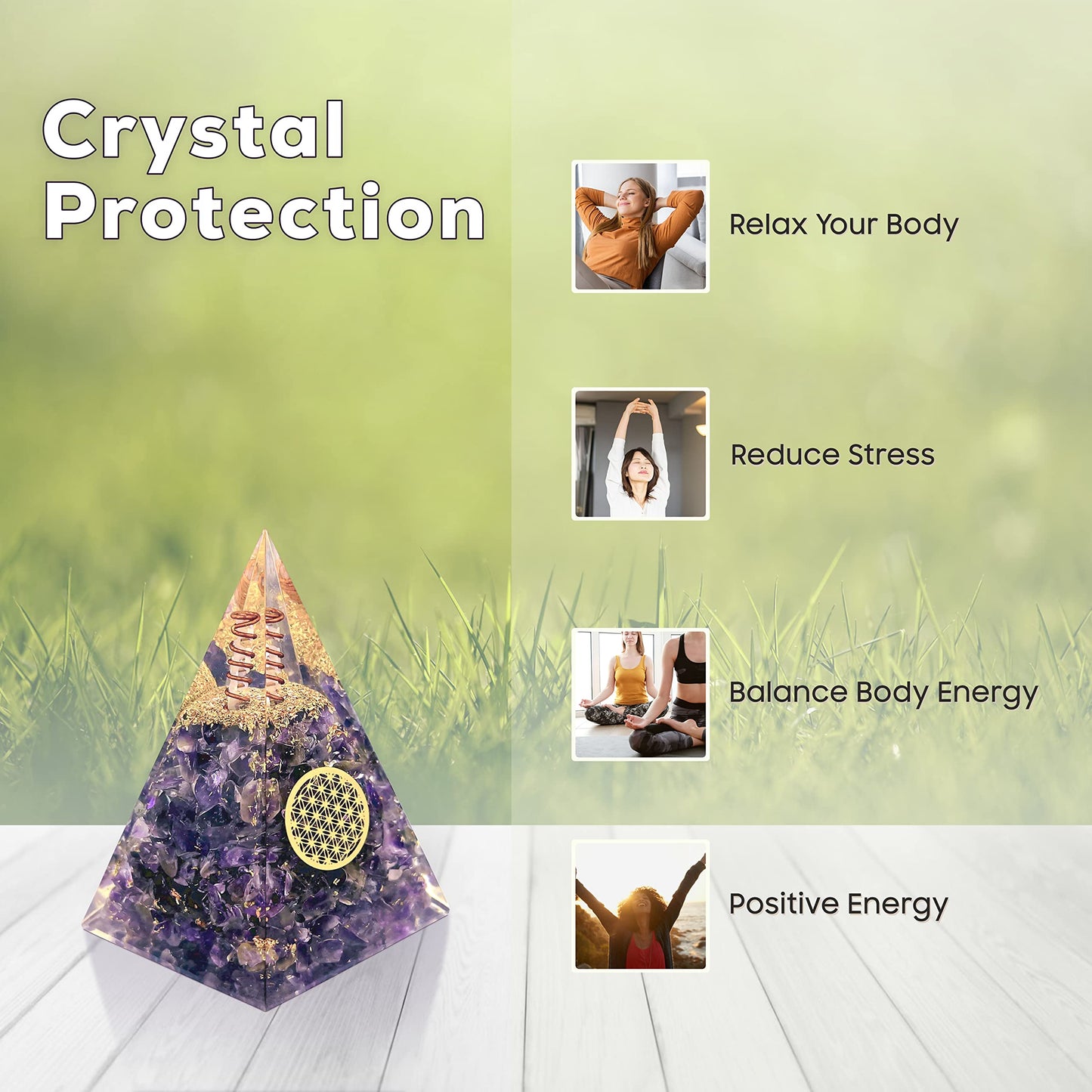 Orgone Pyramid Nubian Amethyst Positive Energy Generator