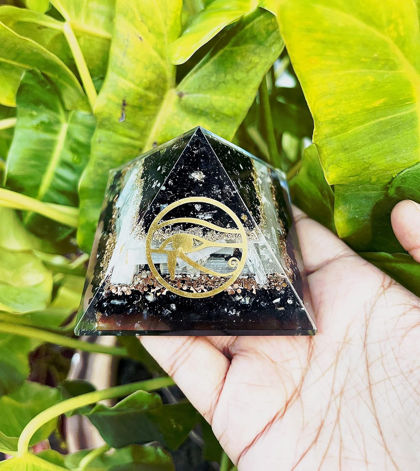 Orgone Pyramid Crystal Black Tourmaline Copper for Goodluck